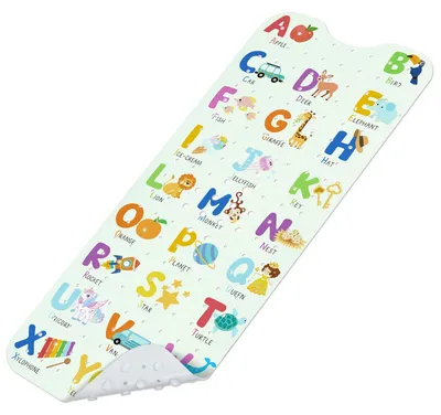 Produktbild von Babybadmat Antirutsch, 100 x 40 cm, mit Alphabetmuster, für Kinderbadewanne