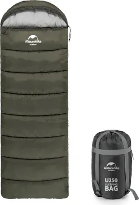 Produktbild von Naturehike | U Series Envelope Schlafsack mit Kapuze | Army Green U250 | 1 Person, Envelope Shape, 3 Seasons