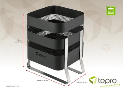 Produktbild von tepro Feuerstelle Design Feuerstelle, schwarz/silber (36 x 42,5 x 50 cm)
