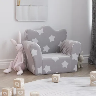 Produktbild von Cloris DesignMöbel Kindersofa Hellgrau mit Sternen Weich Plüsch , Kinderschränke 2024 Neu