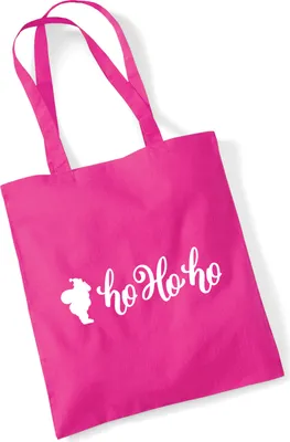 Produktbild von Huuraa Jutebeutel Santa Claus Ho Ho Ho 10 Liter Fuchsia Baumwolle Tasche Geschenkidee