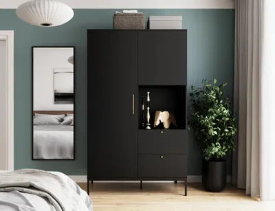 Obrázok produktu pre Šatníková skriňa so šuplíkmi 120 cm CYMBELINE - čierna