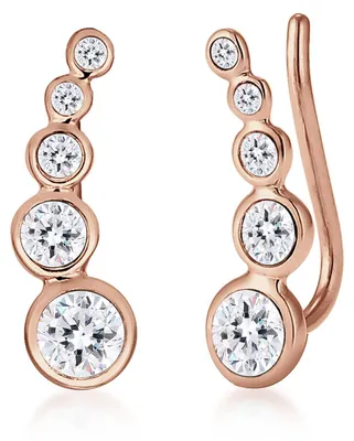 Produktbild von Elli Ohrringe Damen Earcuff Geo Kristalle in 925 Sterling Silber Rosé vergoldet