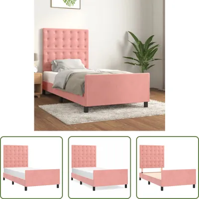 Produktbild von The Living Store Bettgestell mit Kopfteil Rosa 90x190 cm Samt