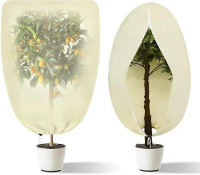 Produktbild von Unyqoos® Atmungsaktive Winterschutzhaube für Pflanzen – Vliesstoff, Reißverschluss & Kordel, wasserabweisend, UV-beständig, wiederverwendbar