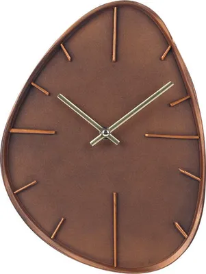 Image de SensaHome Horloge murale Dakar - Japandi Organic Design - Forme d'horloge asymétrique - Style noyer - 30 cm - Marron