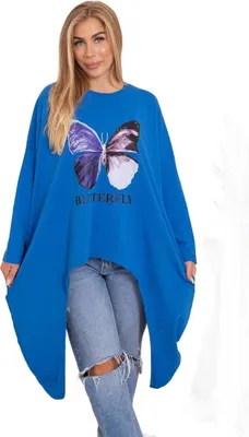 Produktbild von Übergroße Bluse mit Kornblumenblau-Print
