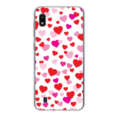 Produktbild von MuchoWow® Handyhülle Schutzhülle Hülle für Samsung Galaxy A10 Eine Illustration mit bunten Herzen Silikon Softcase Handy Hülle - Schutzhülle