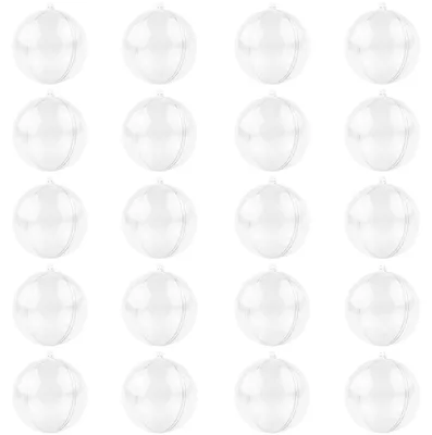 Image de Boules de Noël transparentes, 20 pièces, de 6 cm de diamètre, en plastique, pour être remplies. Idéales pour les décorations de Noël. Matériau : acrylique