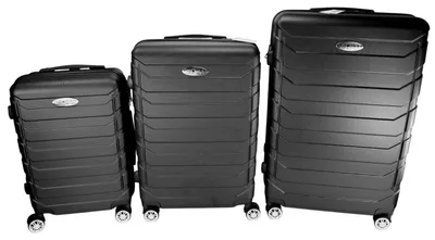 Hartschalenkoffer Set 3tlg Kunststoff Reisekoffer Trolley m. Rollen 360° drehbar Schwarz