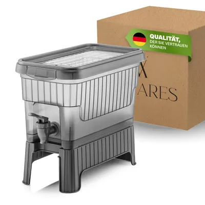 Image de Viwares Distributeur de boissons avec robinet - 4,5?L - sans BPA & qualité alimentaire - distributeur de boissons en plastique avec support - pour eau, limonade, jus, thé - idéal pour le jardin, la cuisine, les fêtes, le camping