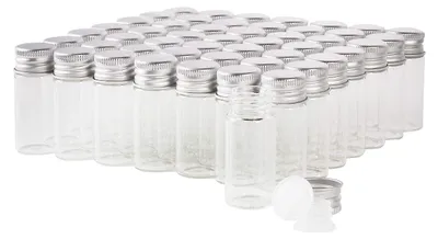 Image de Lot de 50 flacons en verre transparent de 10 ml avec bouchons