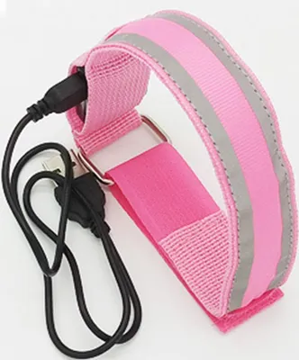 Produktbild von Led Armband Aufladbar Leuchtarmband Reflective Band USB Led Armbänder für Joggen Laufen Sport Rosa