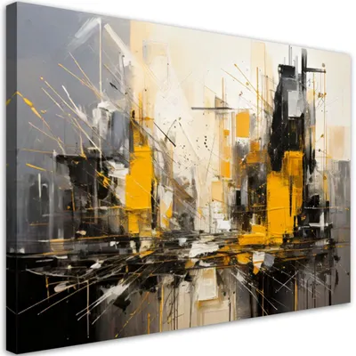 Immagine prodotto di Quadro su tela, Città astratta beige e gialla - 100x70