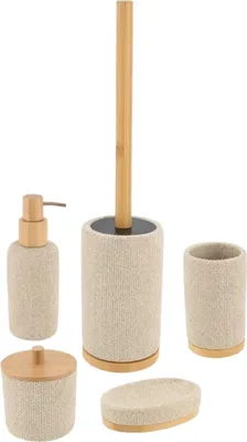Produktbild von TENDANCE | Badezimmerset - Badausstattung - beige - aus Polymerharz - 5er Set - Badezimmerzubehör - Badset