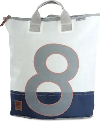 Produktbild von Rucksack Tasche Ketsch Mini, Weiss Blau Grau, recyceltes Segeltuch