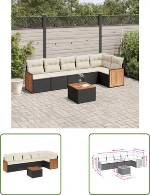 Produktbild von The Living Store 7-tlg. Garten-Sofagarnitur mit Kissen Schwarz Poly Rattan