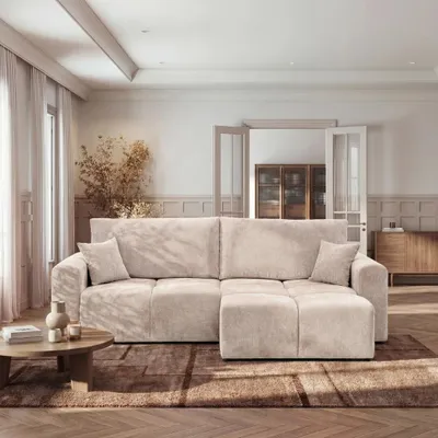 Produktbild von Ecksofa Zanti Otto 35 Beige Chenille mit Schlaffunktion und Bettkasten L-Form Universell