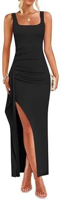 Produktbild von Elegantes, langes, schwarzes Maxikleid mit Schlitz