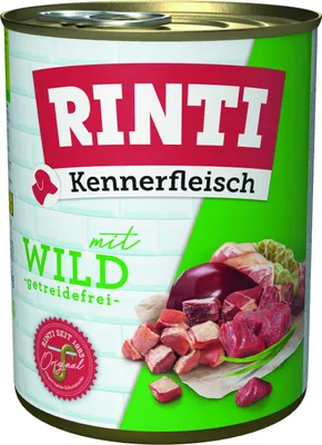 Produktbild von RINTI Kennerfleisch, Adult, jede Rasse, Innereien, Spiel, 800 g, Ohne Soja
