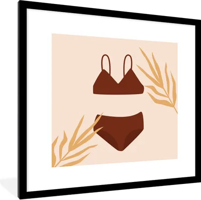 Produktbild von MuchoWow® Gerahmtes Poster Bikini - Sommer - Blätter 40x40 cm - Poster mit Schwarzem Bilderrahmen Wandposter Rahmen Foto Bilder - Poster - Plakat im Rahmen