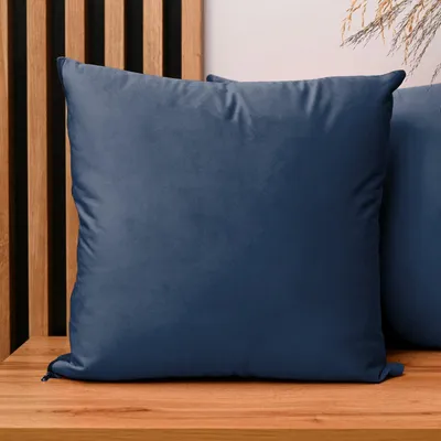 Produktbild von MG Design 2er Set Kissenbezüge 45 x 45 cm in Marineblau - mit Reißverschluss, samtig-weich mit dezentem Schimmer, pflegeleicht & langlebig
