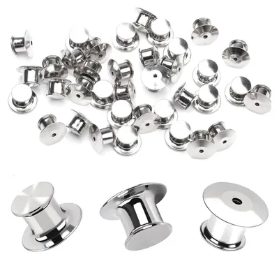 Produktbild von 50 Stück Verschlussstifte Metall Pin Keepers Rücken Lock Verschluss für Schmuck Brosche Pins Namensschild Basteln DIY Silber