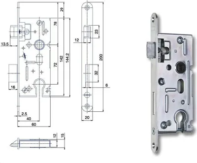 Obrázek produktu pro HOBES zámek zadlabací K105 P-L 72/60 vložkový Zn  498351
