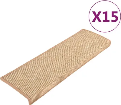 Immagine prodotto di Tappetini per scale 15 pz 65x21x4 cm Marrone chiaro Bordo rettangolare
