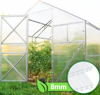 Produktbild von Izrielar 5 Pcs Doppelstegplatte Hohlkammerstegplatten 60,5 x 121 cm 8mm UV-beständig Für Gewächshaus Gartenbau Carports transparente
