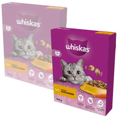 Zdjęcie produktu dla Whiskas Adult 2x300g Sucha Karma Pełnoporcjowa Dla Dorosłych Kotów Z Kurczakiem