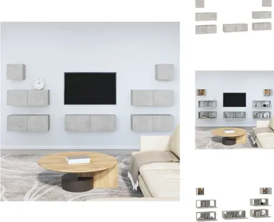 Produktbild von vidaXL 7-tlg. TV-Schrank-Set Betongrau Holzwerkstoff -  TV-Möbel