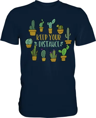 Produktbild von Abstand Halten Lustiges Kaktus T-Shirt – Navy / XXL