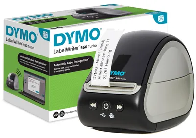 Produktbild von DYMO LabelWriter 550 Turbo, Thermodirekt, Kabelgebunden, Schwarz, Weiß