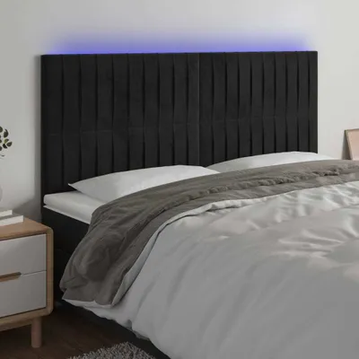 Produktbild von LED Kopfteil Schwarz 200x5x118/128 cm Samt , Kopfteile Design 2024
