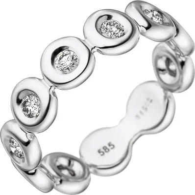 Produktbild von Gr. 56 Damen Ring 585 Gold Weißgold 9 Diamanten Brillanten Weißgoldring Diamantring