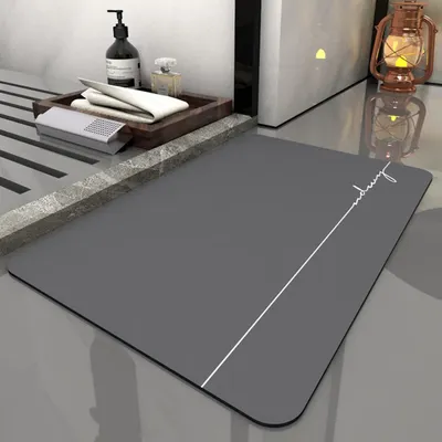 Produktbild von Badematte, rutschfeste Badezimmermatte, waschbare, saugfähige Duschmatte aus Kieselgur, Badematte für Badewanne, Küche, Wohnzimmer und Badezimmer, 60 x 40 cm (Stil B)