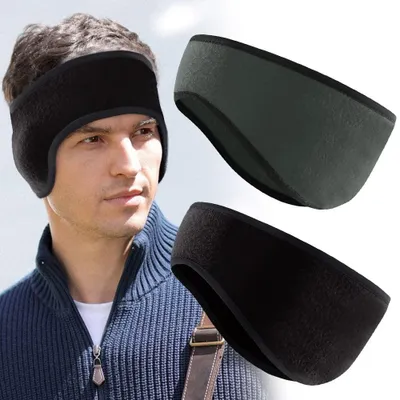 Image de 2 bandanas de course d'hiver avec protections d'oreille - Protège-oreilles chauds pour le sport et les activités de plein air