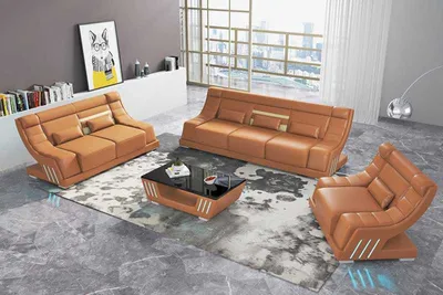 Produktbild von Sofagarnitur Braun Kunstleder Sofa 321 JVmoebel