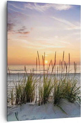 Produktbild von Bild auf Leinwand - Leinwandbild - Einteilig - Westen Sonne Strand - 70x100cm - Wand Bild - Wanddeko - Wandbilder - Leinwanddruck - Wanddekoration - Leinwand bilder - Wandbild - PA70x100-4201