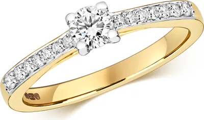 Produktbild von Funkelndes Feuer 9 Karat (375) Gold Solitär Verlobung Damen - Diamant Ring Brillant-Schliff 0.40 Karat H - I1, 51 (16.2); TRS321289KYRSL