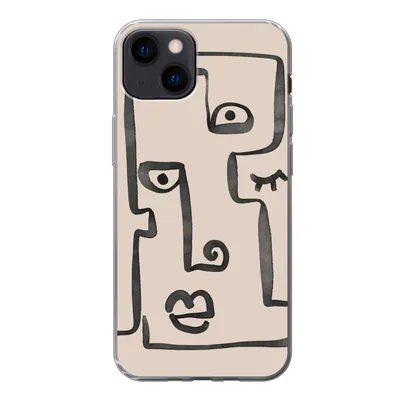 Produktbild von MuchoWow® Handyhülle Schutzhülle Hülle für iPhone 13 Auge - Lippen - Strichzeichnung Silikon Softcase Handy Hülle - Karteninhaber