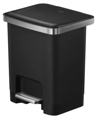 Productafbeelding van EKO HANA afvalbak voor badkamer en keuken, zwart, 15 liter, met pedaal en softclose sluiting | Komp