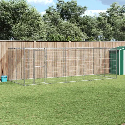 Zdjęcie produktu dla vidaXL Buda zewnętrzna dla psa z dachem Stal ocynkowana 12,1 m²