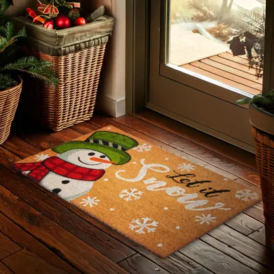 Produktbild von BRUBAKER Fußmatte für Außen und Innen - Let It Snow - Schneemann Weihnachtsfußmatte - 45 x 75 cm Outdoor Fußabtreter für Weihnachten - Wetterfest