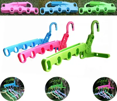 Produktbild von (3 Stück) Kleiderbügel Faltbar, Tragbar Winddichte Kunststoff Clothes Hanger für Outdoor Reisen Camping oder Zuhause