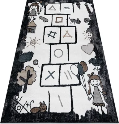 Produktbild von Teppich FUN Hop für Kinder, Hopse, Tiere schwarz Schwarz 200x290 cm