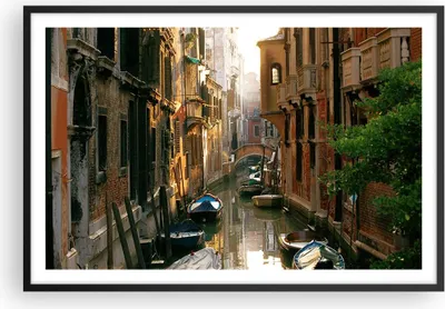 Produktbild von Gerahmtes Poster - Schwarzer Rahmen - Venedig Brücke Wasser Haus - 91,5x61 cm - Wand Bild - Wanddeko - Wandbilder - Wandposter - Bilderrahmen - Bilder - Kunstdruck - Wandbild - P2BAA91x61-2532