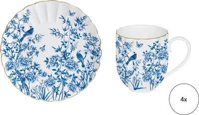 Produktbild von 8tlg. Kaffeeservice PARADISE GARDEN weiß blau für 4 Personen Easy Life