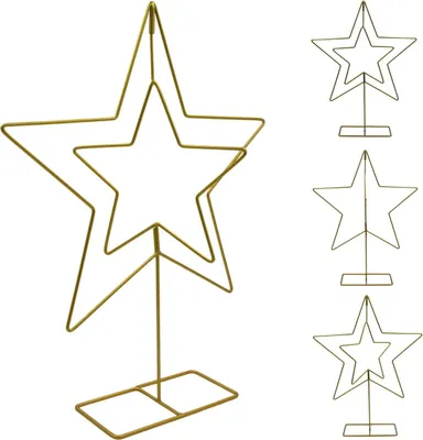 Zdjęcie produktu dla Mica Decorations dekoracyjna gwiazda na stojaku 50 cm - metal, złoty - nowoczesna gwiazda na stojaku jako elegancka dekoracja świąteczna i całoroczna dekoracja stołu, komody, półki, biura - stabilna podstawa, ponadczasowy design